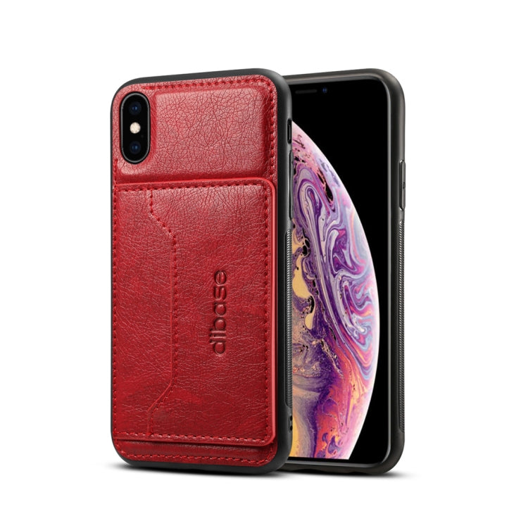 For iPhone XS Dibase TPU + PC + PU Crazy Horse Texture Protective Case with Holder & Card Slots