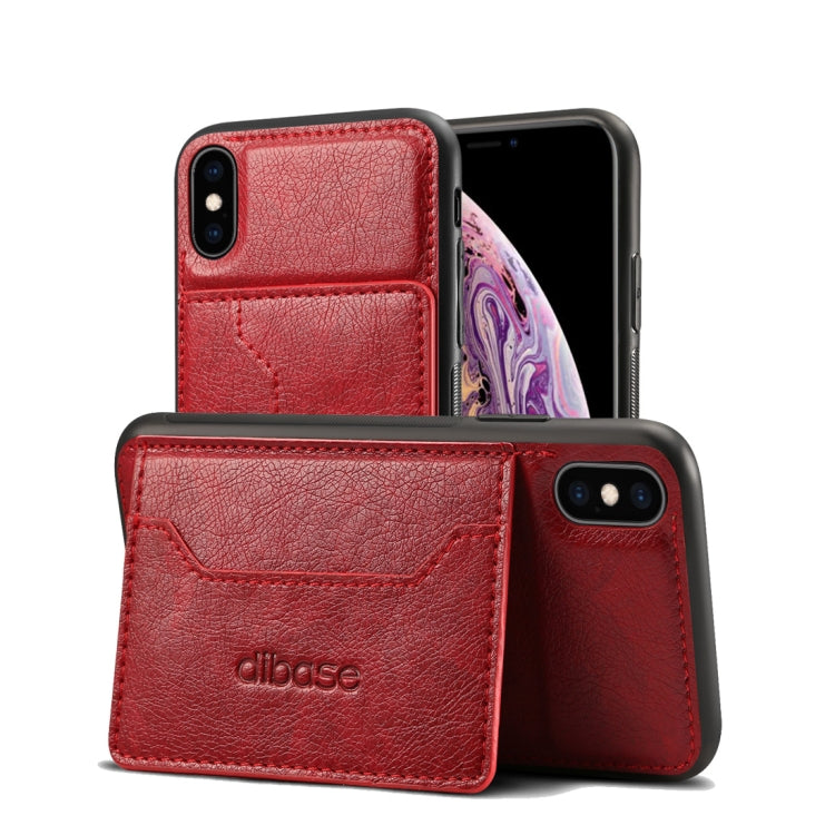 For iPhone XS Dibase TPU + PC + PU Crazy Horse Texture Protective Case with Holder & Card Slots