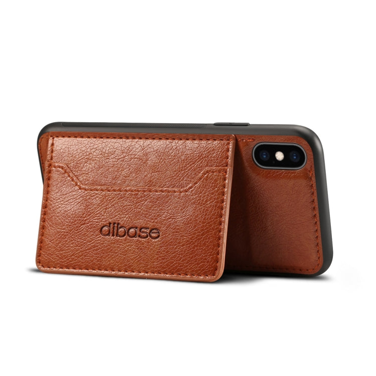 For iPhone XS Dibase TPU + PC + PU Crazy Horse Texture Protective Case with Holder & Card Slots