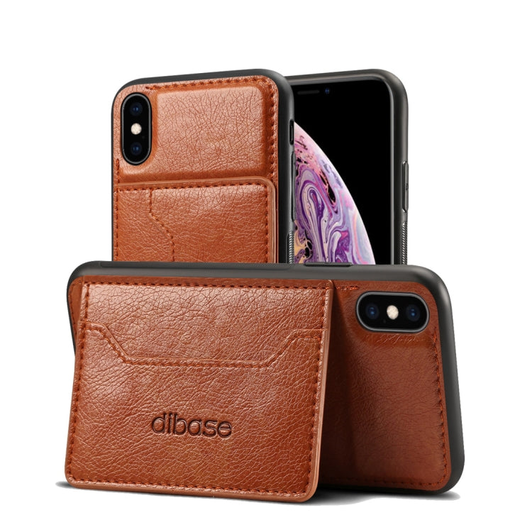 For iPhone XS Dibase TPU + PC + PU Crazy Horse Texture Protective Case with Holder & Card Slots