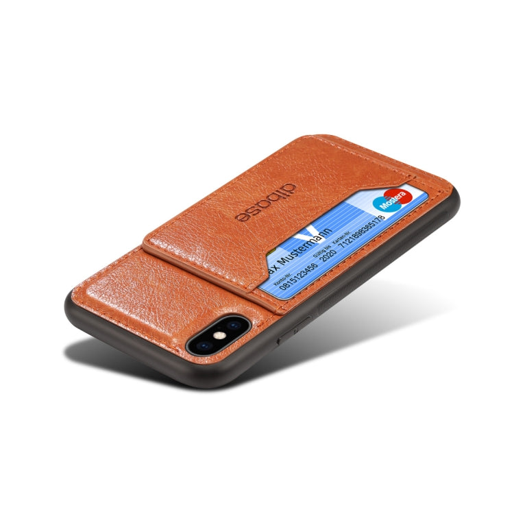 For iPhone XS Dibase TPU + PC + PU Crazy Horse Texture Protective Case with Holder & Card Slots