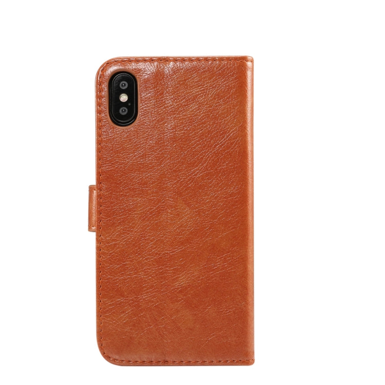 For iPhone XS Retro Crazy Horse Texture Horizontal Flip Leather Case  with Card Slots & Holder & Wallet & Photo Frame