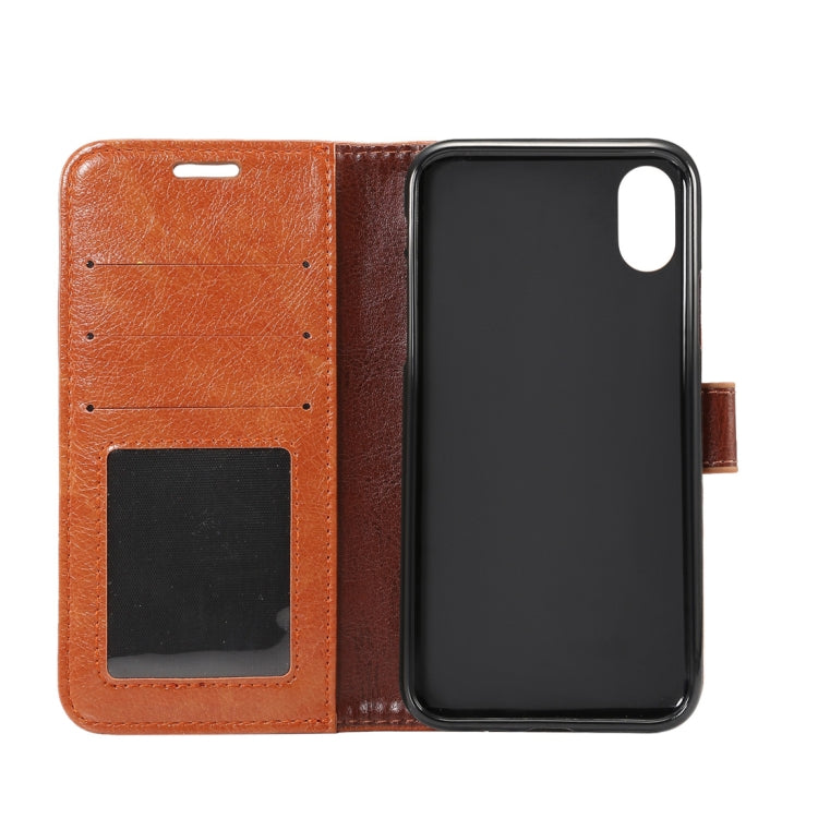 For iPhone XS Retro Crazy Horse Texture Horizontal Flip Leather Case  with Card Slots & Holder & Wallet & Photo Frame