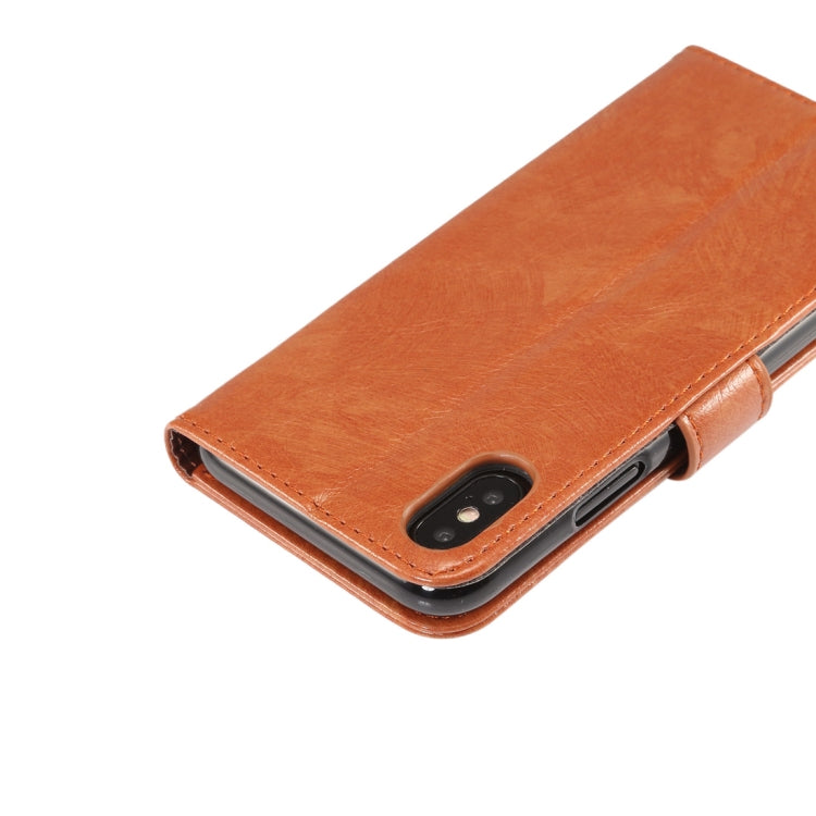 For iPhone XS Retro Crazy Horse Texture Horizontal Flip Leather Case  with Card Slots & Holder & Wallet & Photo Frame