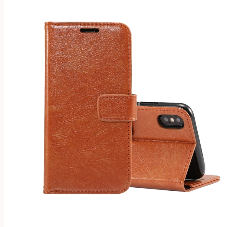 For iPhone XS Retro Crazy Horse Texture Horizontal Flip Leather Case  with Card Slots & Holder & Wallet & Photo Frame
