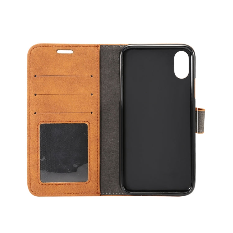 For iPhone XS Sheep Bar Material Horizontal Flip PU Leather Case with Holder & Card Slot & Wallet & Photo Frame