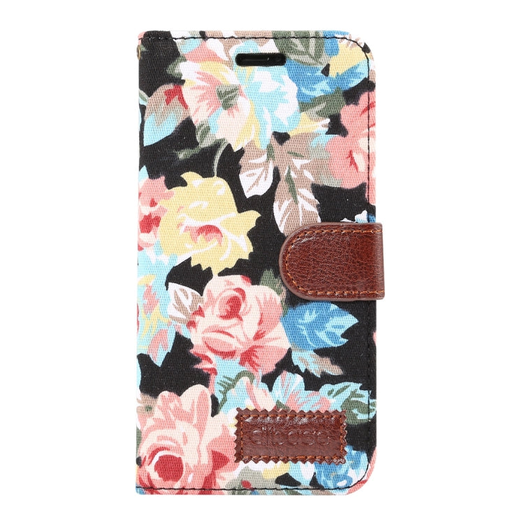 For iPhone XS Dibase Flower Pattern Horizontal Flip PU Leather Case with Holder & Card Slot(Black)