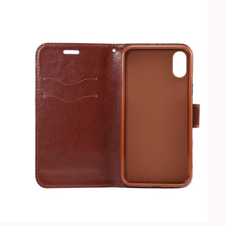 For iPhone XS Dibase Flower Pattern Horizontal Flip PU Leather Case with Holder & Card Slot(Black)