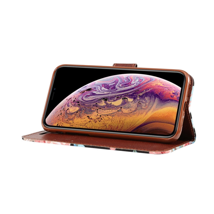 For iPhone XS Dibase Flower Pattern Horizontal Flip PU Leather Case with Holder & Card Slot(Black)