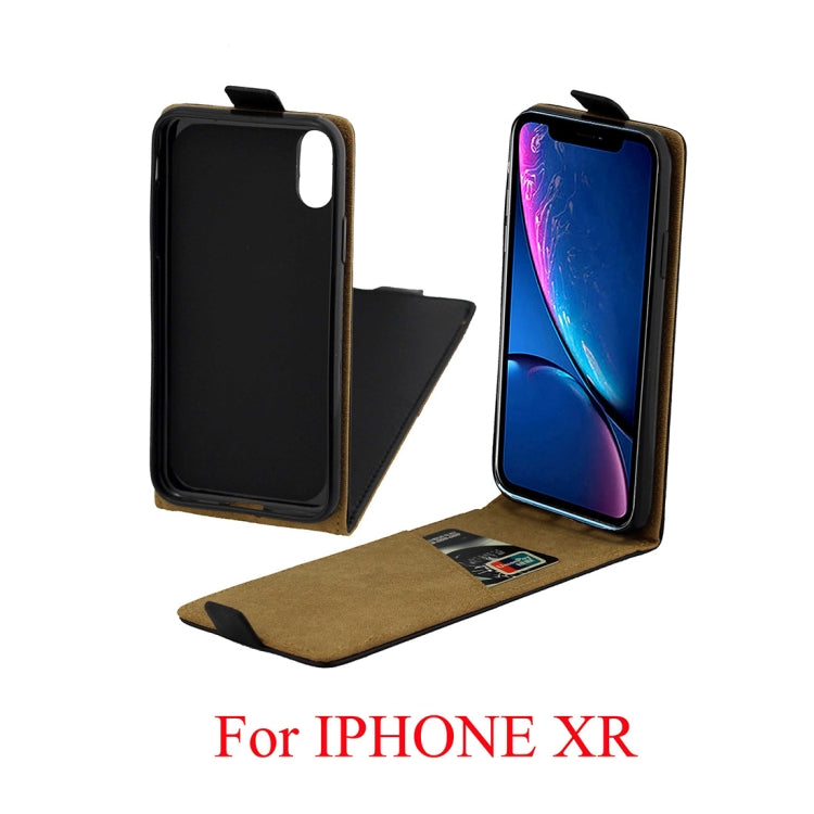 For iPhone XR Business Style Vertical Flip TPU Leather Case with Card Slot (Black)