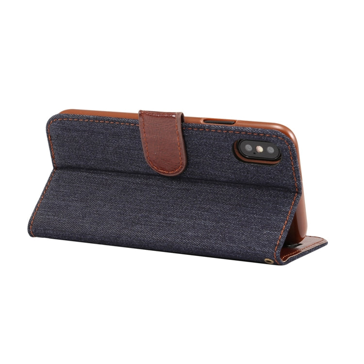 For iPhone XS Dibase Denim Texture Horizontal Flip Leather Case with Holder & Card Slots