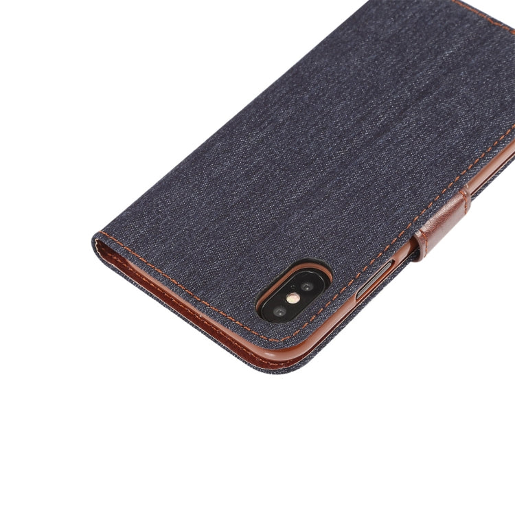 For iPhone XS Dibase Denim Texture Horizontal Flip Leather Case with Holder & Card Slots