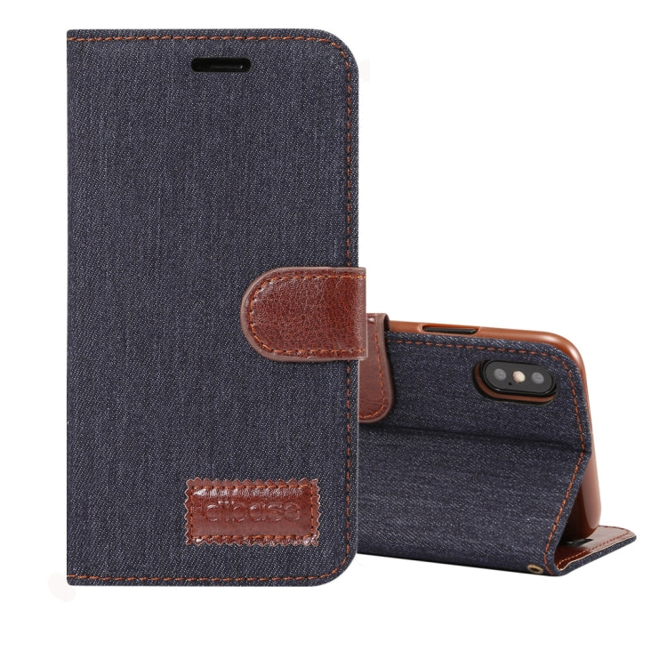 For iPhone XS Dibase Denim Texture Horizontal Flip Leather Case with Holder & Card Slots