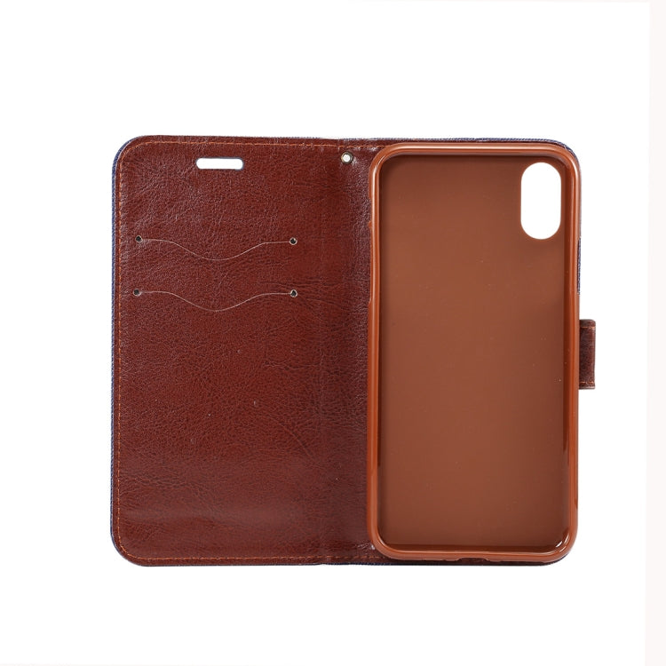 For iPhone XS Dibase Denim Texture Horizontal Flip Leather Case with Holder & Card Slots
