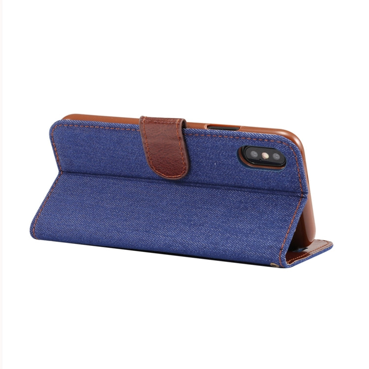 For iPhone XS Dibase Denim Texture Horizontal Flip Leather Case with Holder & Card Slots