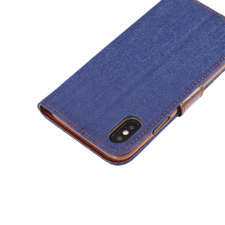 For iPhone XS Dibase Denim Texture Horizontal Flip Leather Case with Holder & Card Slots