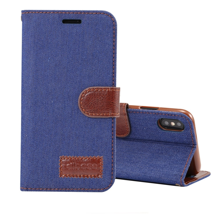 For iPhone XS Dibase Denim Texture Horizontal Flip Leather Case with Holder & Card Slots