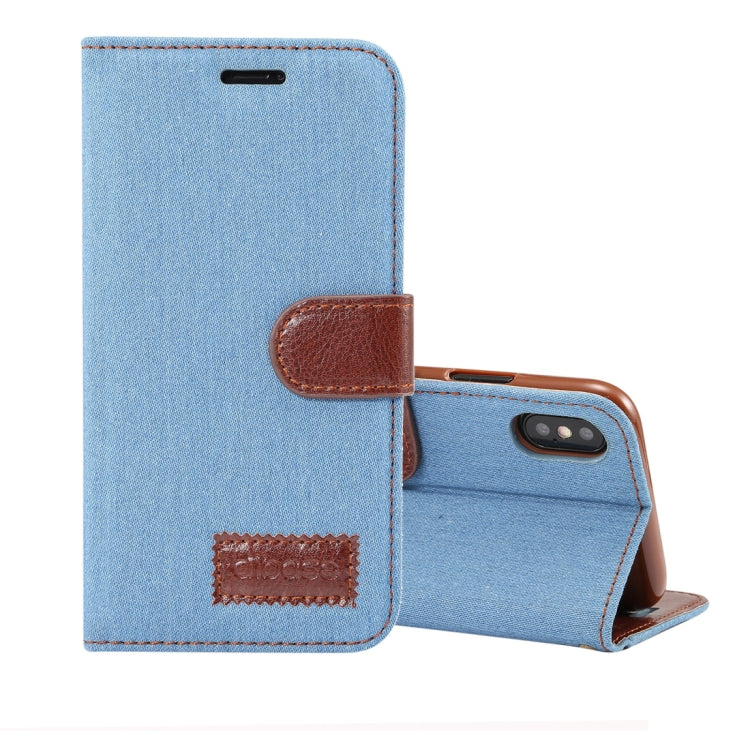 For iPhone XS Dibase Denim Texture Horizontal Flip Leather Case with Holder & Card Slots