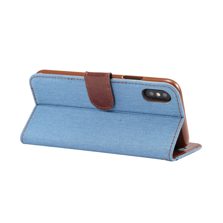 For iPhone XS Dibase Denim Texture Horizontal Flip Leather Case with Holder & Card Slots