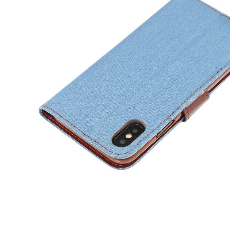 For iPhone XS Dibase Denim Texture Horizontal Flip Leather Case with Holder & Card Slots