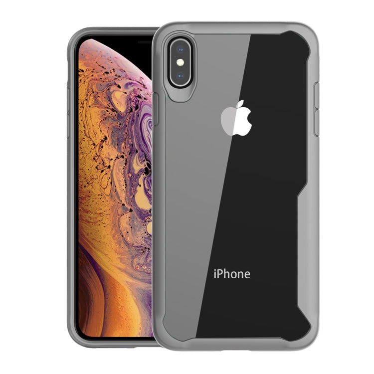 For iPhone XS Transparent PC + TPU Full Coverage Shockproof Protective Case(Grey)