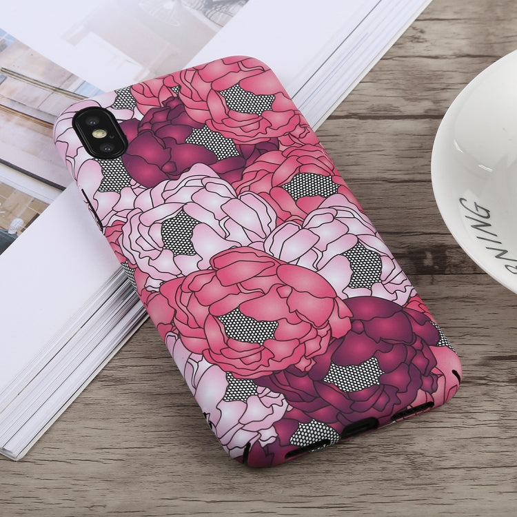 For iPhone XS Luminous Peony Pattern PC Protective Case