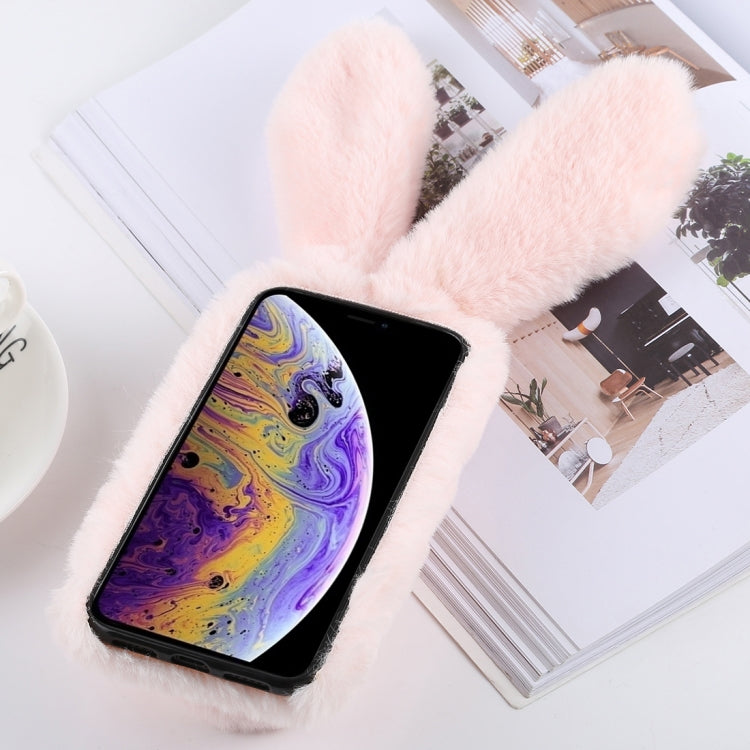 For iPhone X / XS Cute Rabbit Ears Style Plush Case (Pink)