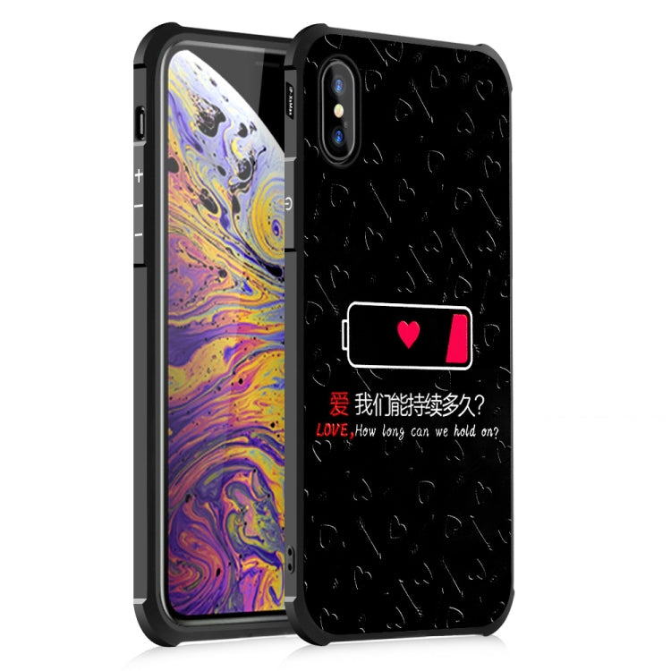 For iPhone X / XS Love Battery Pattern Four-angle Shockproof Color Drawing TPU Case