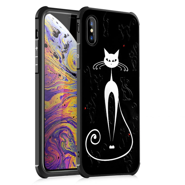 For iPhone X / XS Big White Cat Pattern Four-angle Shockproof Color Drawing TPU Case