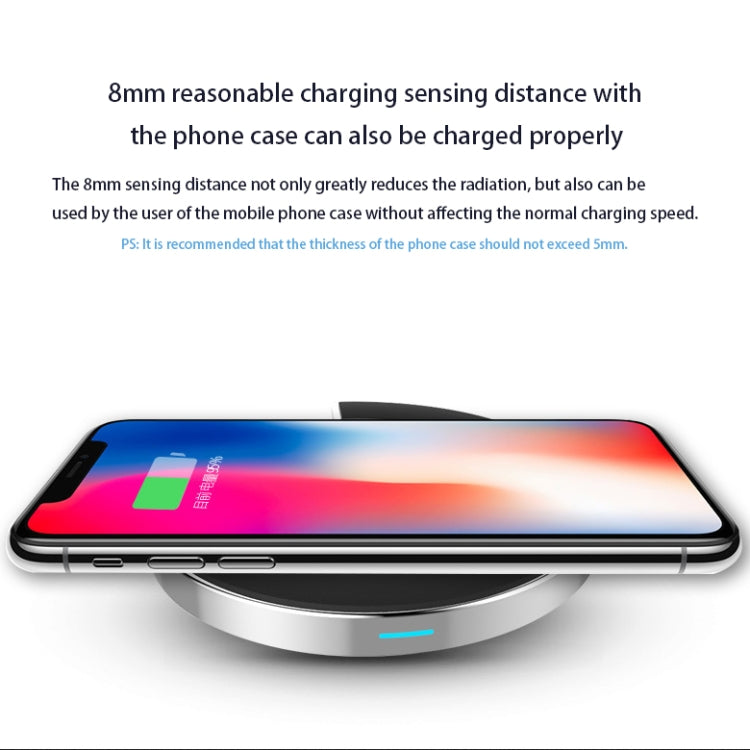 5W Ultrathin Intelligent Recognition Circular Fast Charging Qi Standard Wireless Charger