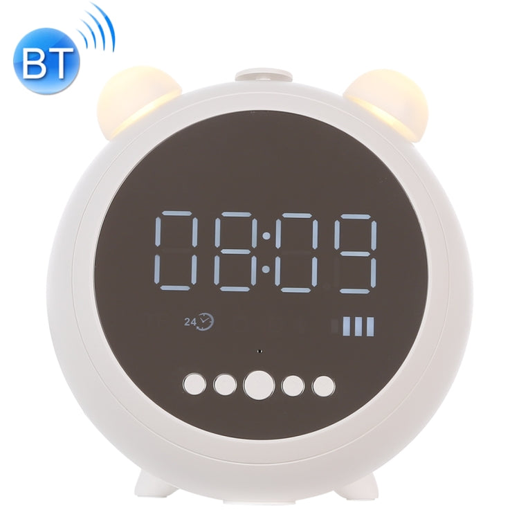 JKR Portable Mirror Alarm Clock Bluetooth V5.0 Desktop Speaker, Support TF Card & FM & AUX