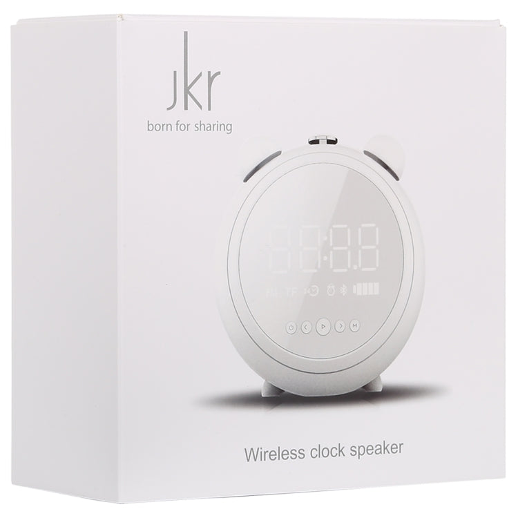 JKR Portable Mirror Alarm Clock Bluetooth V5.0 Desktop Speaker, Support TF Card & FM & AUX