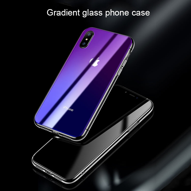 For iPhone X / XS CAFELE Gradient Color Glass Case(Pink)