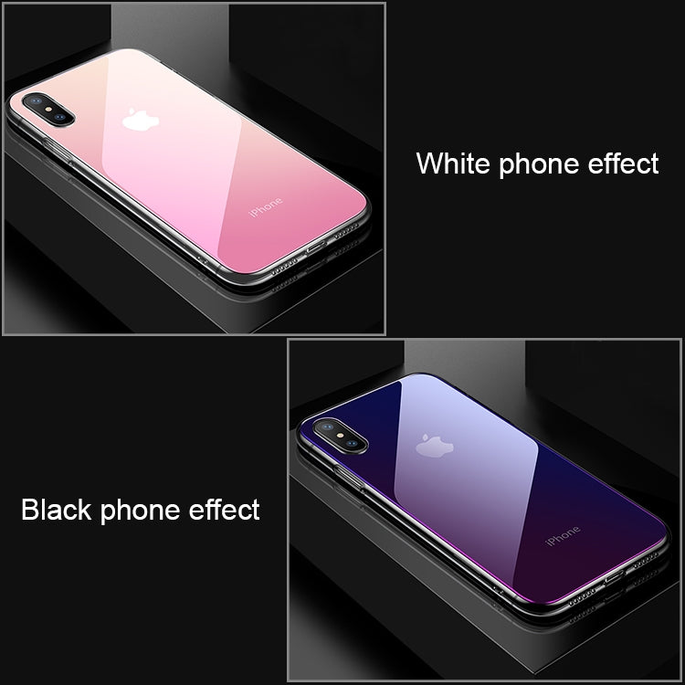 For iPhone X / XS CAFELE Gradient Color Glass Case(Pink)