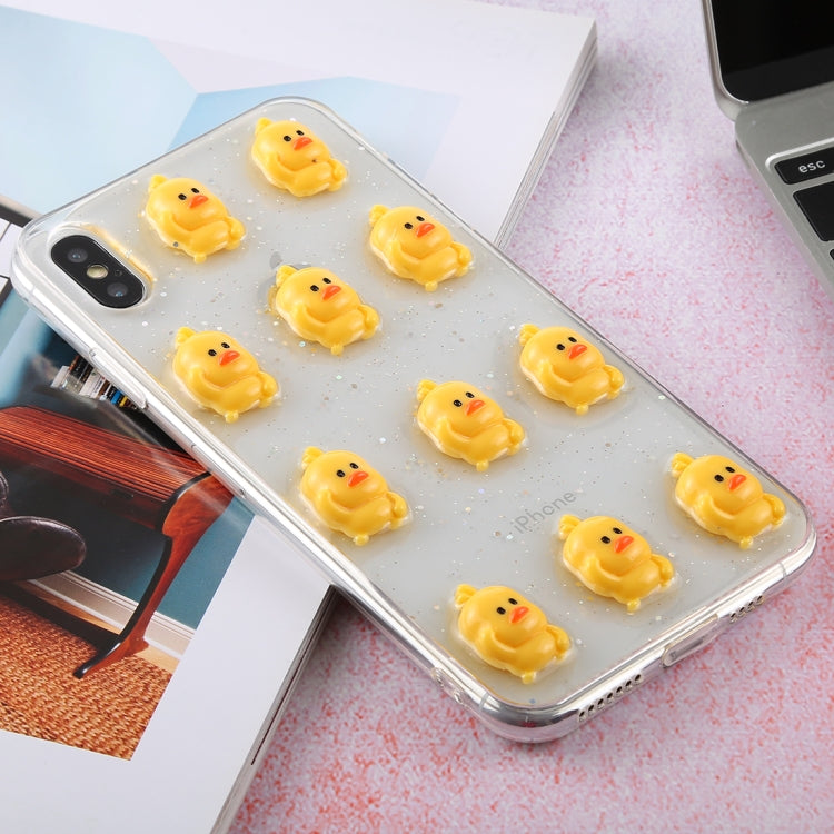 For iPhone X / XS 3D Glue Web Celebrity Yellow Duck PC + TPU Protective Case