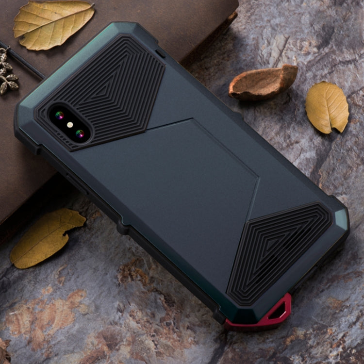 For iPhone X / XS V8 Waterproof Dustproof Shockproof Aluminum Alloy + Tempered Glass + Silicone Case