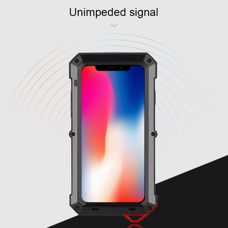 For iPhone X / XS V8 Waterproof Dustproof Shockproof Aluminum Alloy + Tempered Glass + Silicone Case