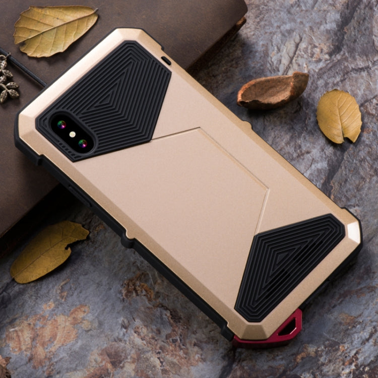 For iPhone X / XS V8 Waterproof Dustproof Shockproof Aluminum Alloy + Tempered Glass + Silicone Case