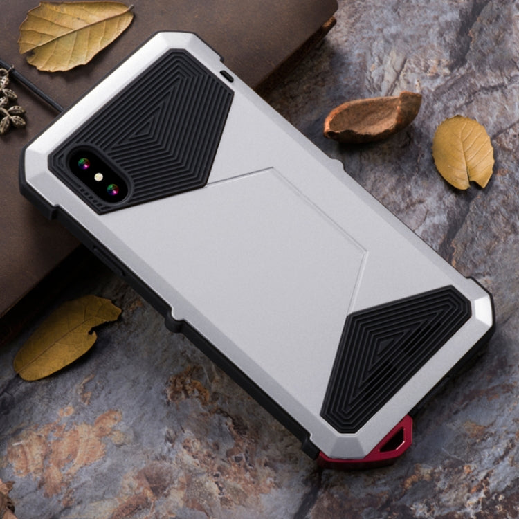 For iPhone X / XS V8 Waterproof Dustproof Shockproof Aluminum Alloy + Tempered Glass + Silicone Case