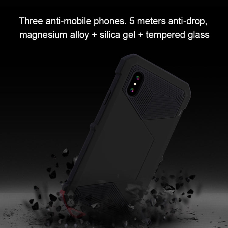For iPhone X / XS V8 Waterproof Dustproof Shockproof Aluminum Alloy + Tempered Glass + Silicone Case