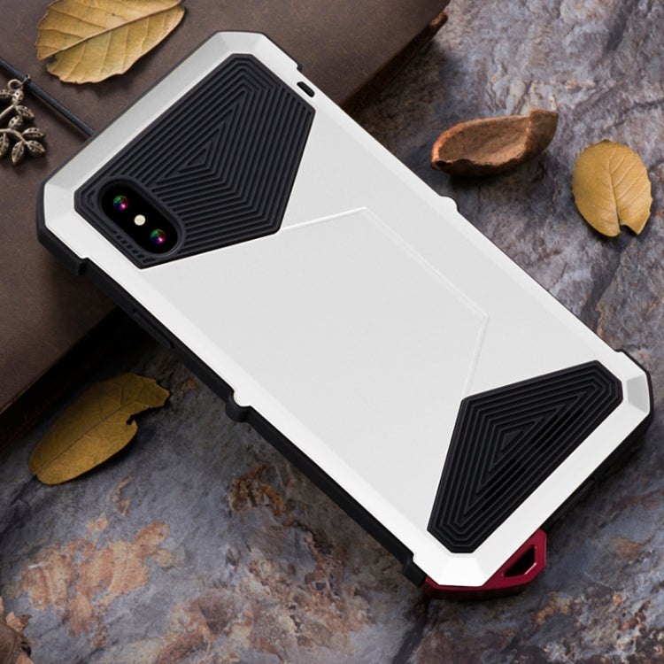 For iPhone X / XS V8 Waterproof Dustproof Shockproof Aluminum Alloy + Tempered Glass + Silicone Case