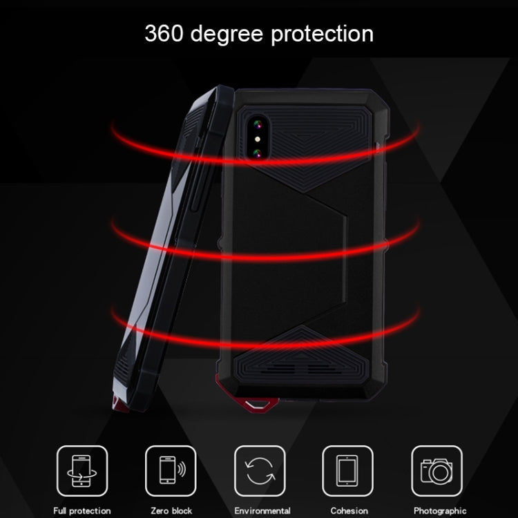 For iPhone X / XS V8 Waterproof Dustproof Shockproof Aluminum Alloy + Tempered Glass + Silicone Case