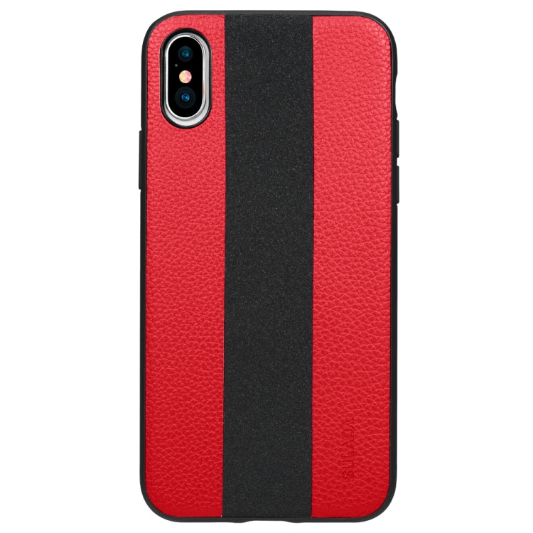 For iPhone X / XS SULADA Anti-slip TPU + Handmade Leather Case (Red)