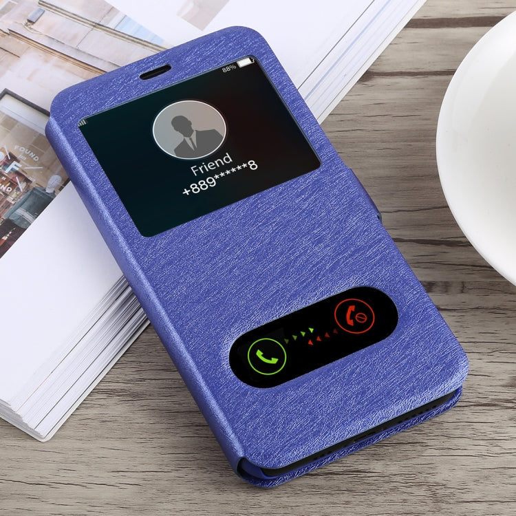 For iPhone X / XS Silk Texture Horizontal Flip Leather Case with Holder & Call Display ID