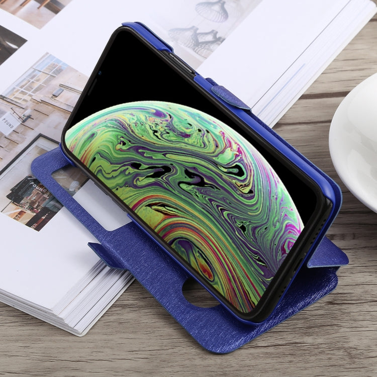 For iPhone X / XS Silk Texture Horizontal Flip Leather Case with Holder & Call Display ID