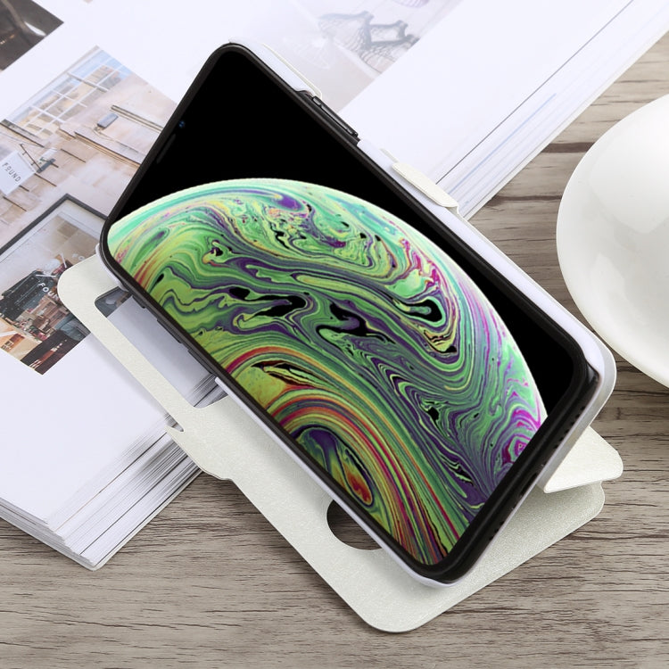 For iPhone X / XS Silk Texture Horizontal Flip Leather Case with Holder & Call Display ID