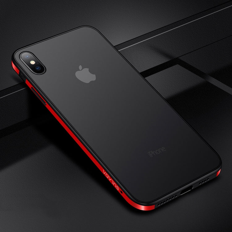 For iPhone X / XS SULADA Shockproof Aviation Aluminum Metal frame + TPU + Frosted Back Plate Case (Red)