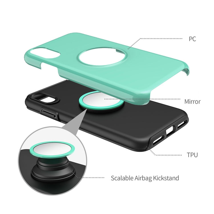 For iPhone X / XS Shockproof Airbag Mirror Case with Magnetic Holder