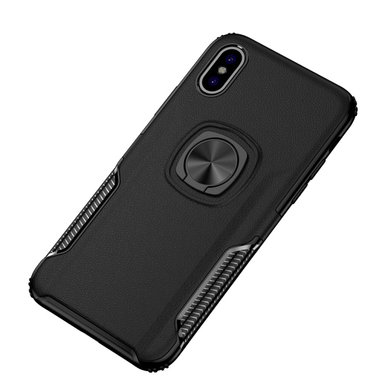 For iPhone X / XS Shockproof Car Magnetic Case with 360 Degree Gold Armor Ring