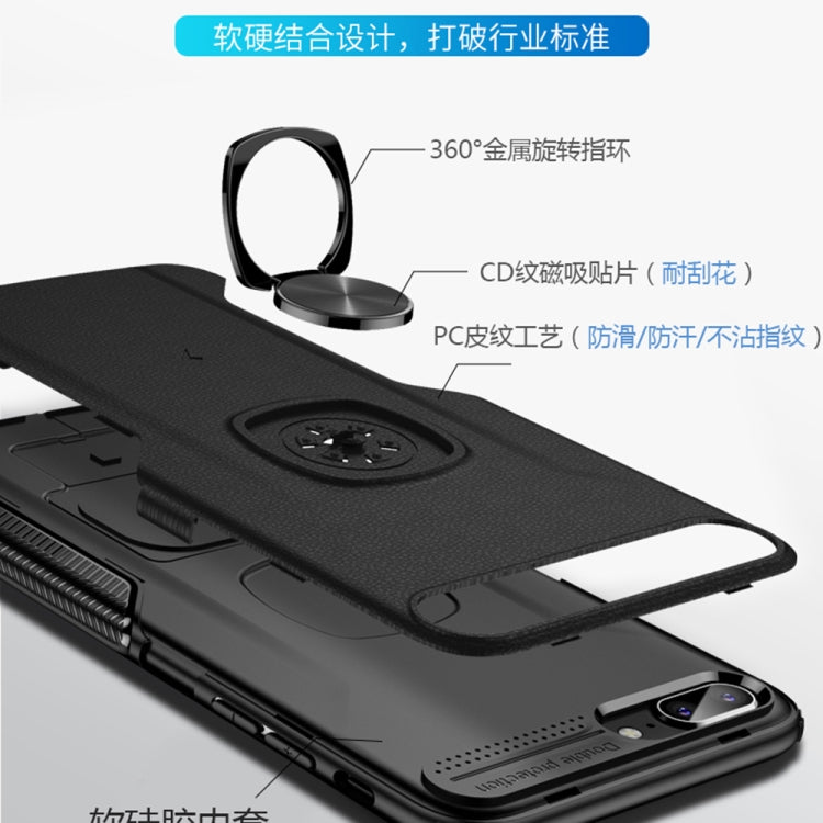 For iPhone X / XS Shockproof Car Magnetic Case with 360 Degree Gold Armor Ring